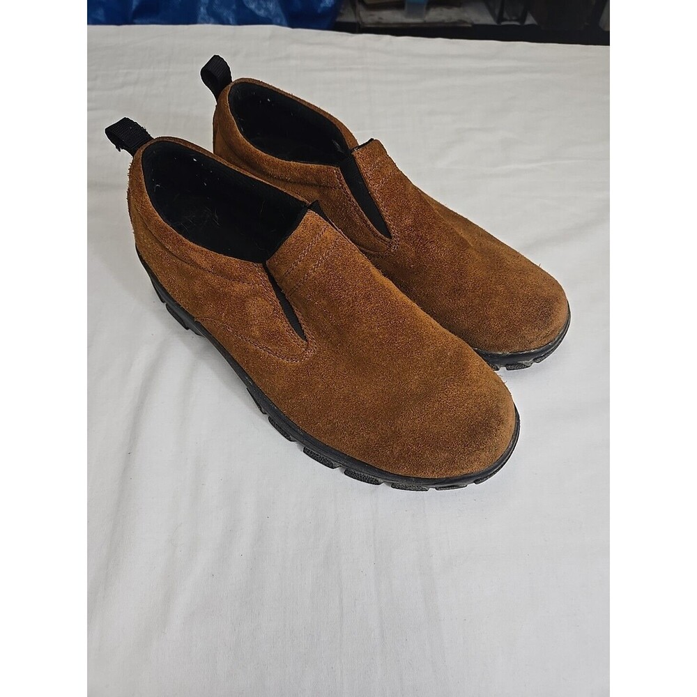 Lands End Shoes Mens 10 M Slip On Loafers Brown Suede Casual Round Toe Muck